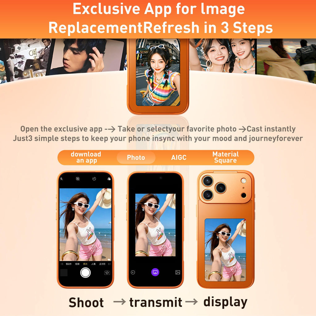 Smart NFC Display Back Cover with Custom Photo Window