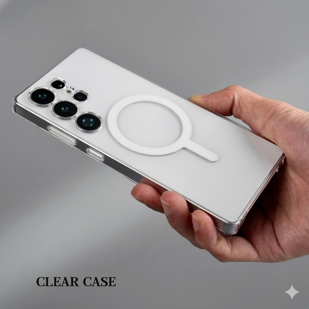 IC Crystal Clear Magnetic Back Cover for Samsung Galaxy S26 Ultra – Transparent Shockproof Case with Camera Protection