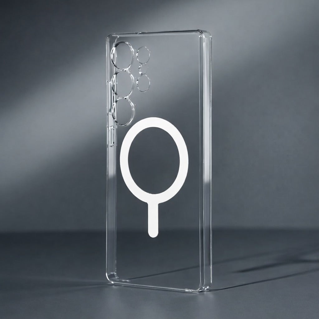 IC Crystal Clear Magnetic Back Cover for Samsung Galaxy S26 Ultra – Transparent Shockproof Case with Camera Protection