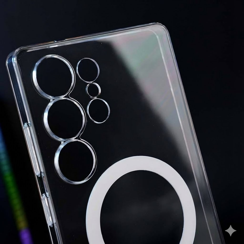 IC Crystal Clear Magnetic Back Cover for Samsung Galaxy S26 Ultra – Transparent Shockproof Case with Camera Protection