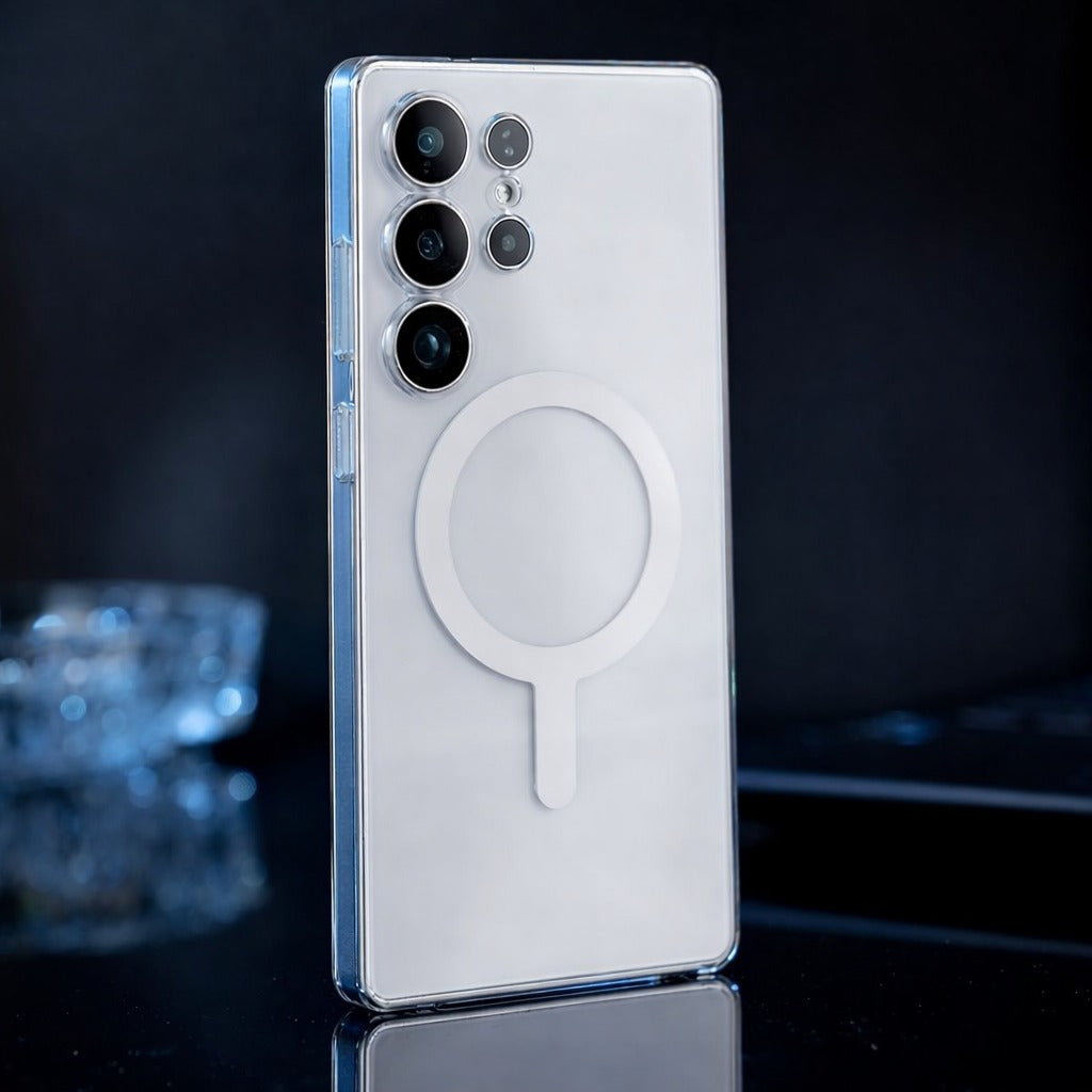 IC Crystal Clear Magnetic Back Cover for Samsung Galaxy S26 Ultra – Transparent Shockproof Case with Camera Protection