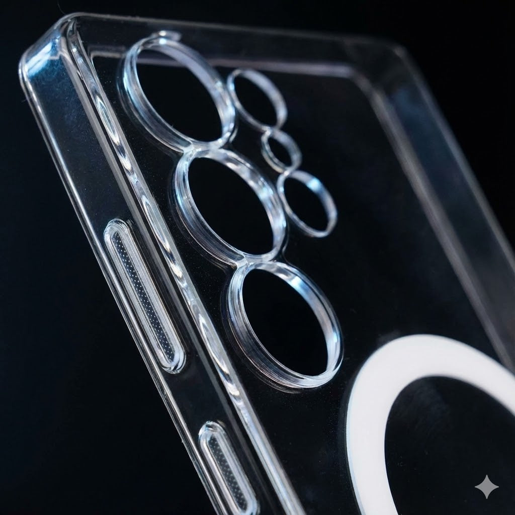 IC Crystal Clear Magnetic Back Cover for Samsung Galaxy S26 Ultra – Transparent Shockproof Case with Camera Protection